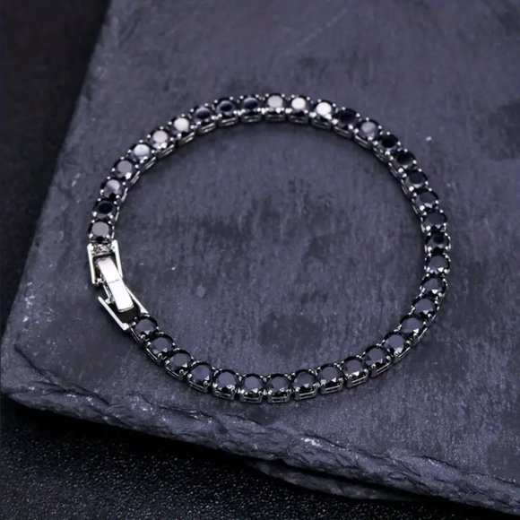 Solid Silver 1ct Black Onyx Womens Gemstone Tennis Bracelet Jewelry 7" 8" 1 ct - Picture 7 of 11
